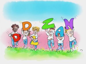 Bambini gender creative tengono grandi lettere che formano la scritta Ddl Zan